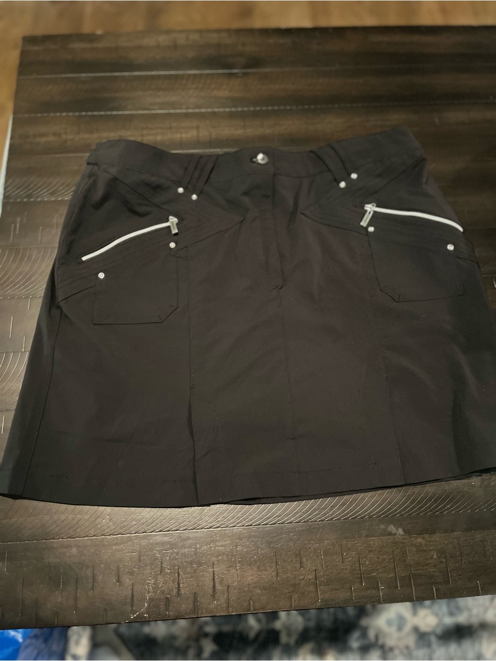 Jamie Sadock Black Women's A-Line golf Skirt skort Zip Pocket Detail size 14